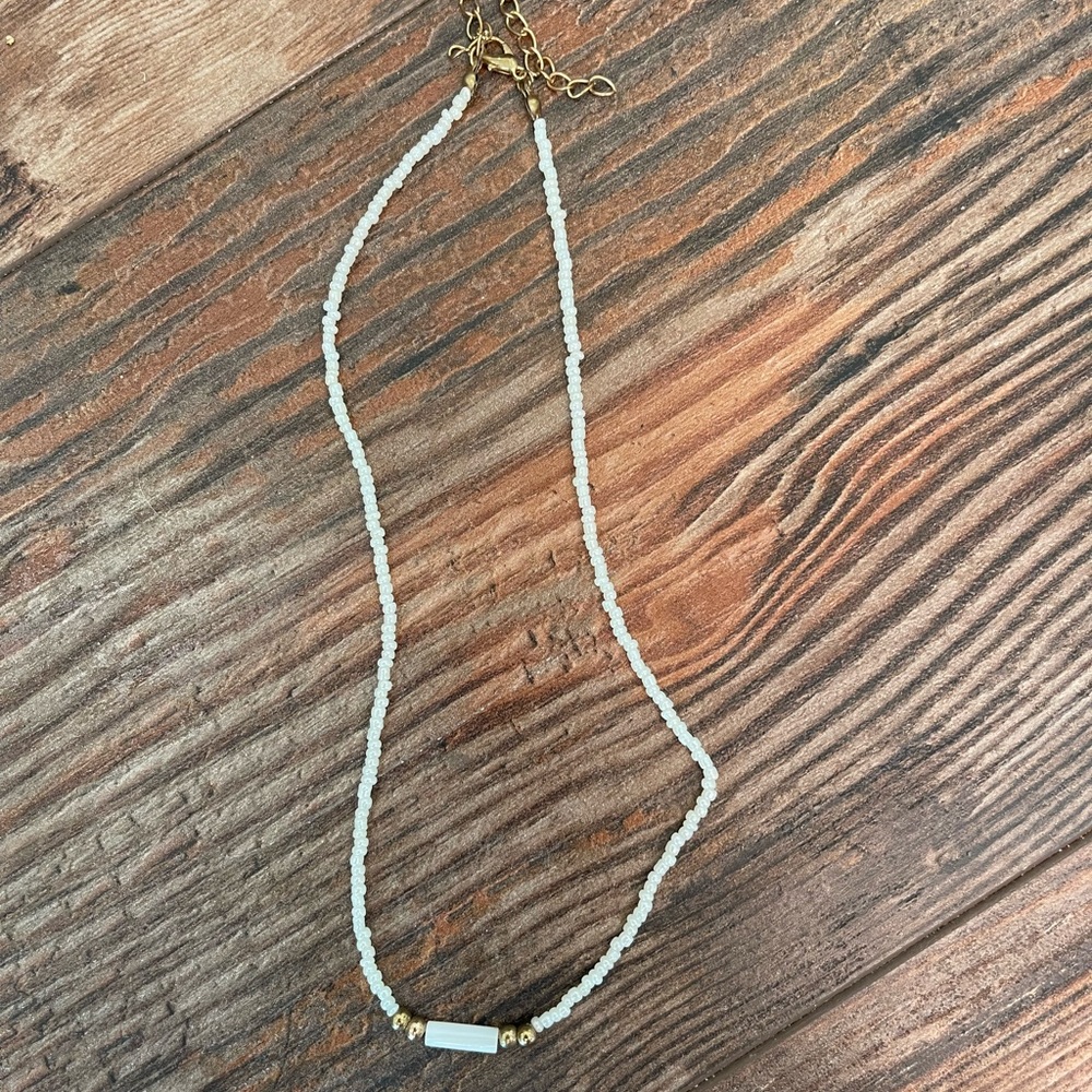 Simple White Beaded Necklace
